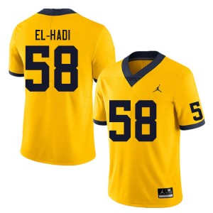 Mens Giovanni El-Hadi Yellow Michigan Wolverines #58 College Football Player Jersey 369132-691
