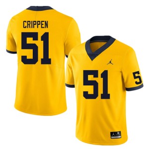 Men's Greg Crippen Yellow Michigan Wolverines #51 College Football High School Jersey 977077-141