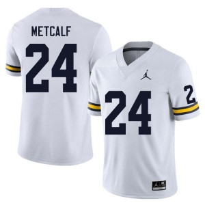 Mens Tevis Metcalf White Michigan Wolverines #24 College Football Player Jerseys 264709-658