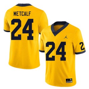Mens Tevis Metcalf Yellow Michigan Wolverines #24 College Football University Jerseys 413433-316