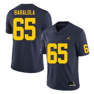 Men's Andrew Babalola Navy Michigan Wolverines #65 College Football Game Jerseys 539812-702