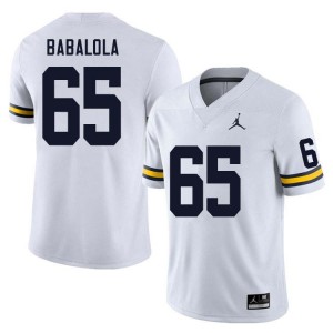 Mens Andrew Babalola White Michigan Wolverines #65 College Football NCAA Jersey 791632-623