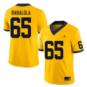 Mens Andrew Babalola Yellow Michigan Wolverines #65 College Football Embroidery Jerseys 169361-971