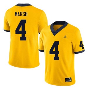 Mens Andrew Marsh Yellow Michigan Wolverines #4 College Football High School Jersey 610003-237