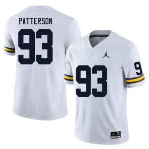 Mens Benny Patterson White Michigan Wolverines #93 College Football Stitched Jersey 688393-967