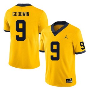 Men's Channing Goodwin Yellow Michigan Wolverines #9 College Football Alumni Jerseys 762170-754