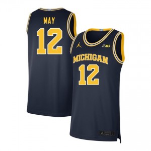 Mens Charlie May Navy Michigan Wolverines #12 College Basketball High School Jersey 714214-122