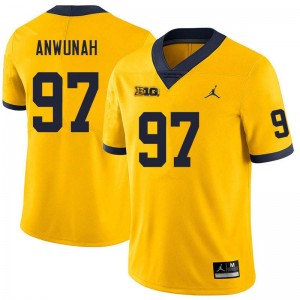 Mens Chibi Anwunah Yellow Michigan Wolverines #97 College Football High School Jersey 296243-122