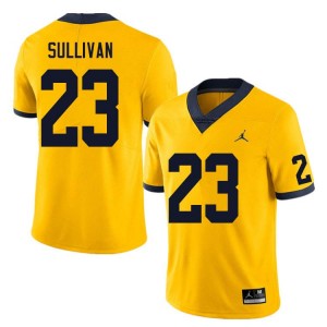 Mens Cole Sullivan Yellow Michigan Wolverines #23 College Football University Jersey 399354-511