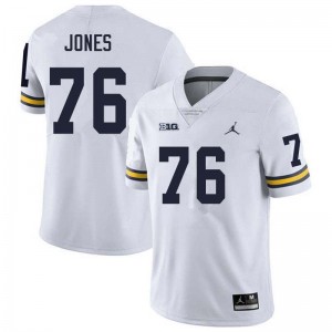 Mens Connor Jones White Michigan Wolverines #76 College Football University Jersey 629208-339