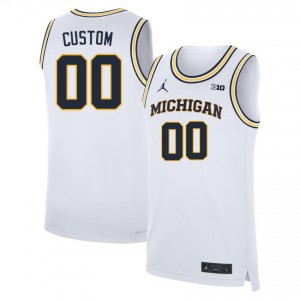 Men's Custom White Michigan Wolverines #00 College Basketball NCAA Jersey 265340-299