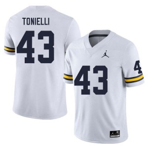 Men's Deakon Tonielli White Michigan Wolverines #43 College Football Player Jersey 574183-330
