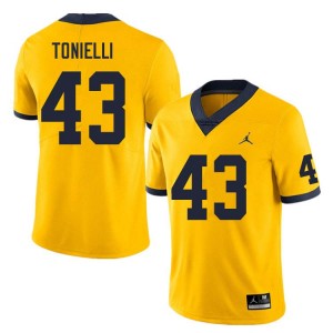 Men Deakon Tonielli Yellow Michigan Wolverines #43 College Football Alumni Jersey 160432-688