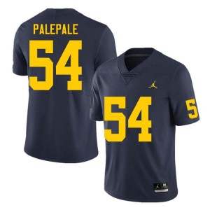 Men's Deyvid Palepale Navy Michigan Wolverines #54 College Football University Jerseys 238765-923