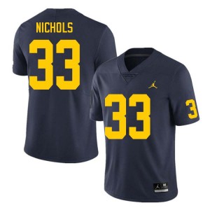 Mens Dominic Nichols Navy Michigan Wolverines #33 College Football 2025 Jerseys 835352-985