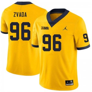 Mens Dominic Zvada Yellow Michigan Wolverines #96 College Football High School Jersey 478610-509