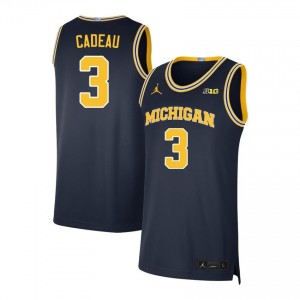 Men's Elliot Cadeau Navy Michigan Wolverines #3 College Basketball Stitched Jerseys 296620-251