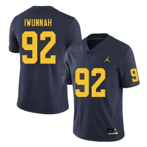Mens Ike Iwunnah Navy Michigan Wolverines #92 College Football Alumni Jerseys 695851-963