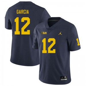 Men Jake Garcia Navy Michigan Wolverines #12 College Football Embroidery Jerseys 450609-696