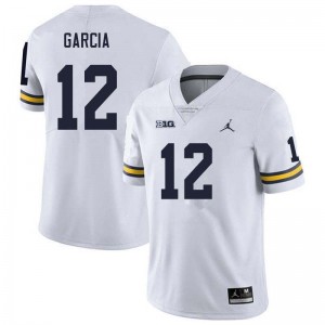 Mens Jake Garcia White Michigan Wolverines #12 College Football 2025-26 Jerseys 936541-460