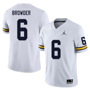Mens Jamar Browder White Michigan Wolverines #6 College Football 2025 Jersey 964933-846