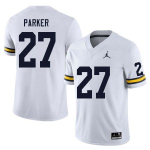 Men Jasper Parker White Michigan Wolverines #27 College Football Replica Jersey 278184-147