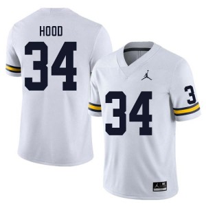 Mens Jaydon Hood White Michigan Wolverines #34 College Football Game Jersey 670020-164