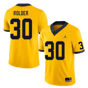 Mens Jimmy Rolder Yellow Michigan Wolverines #30 College Football Replica Jersey 258156-935