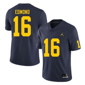 Mens Jo'Ziah Edmond Navy Michigan Wolverines #16 College Football Embroidery Jerseys 716185-362