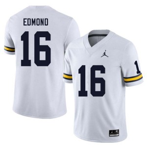 Men Jo'Ziah Edmond White Michigan Wolverines #16 College Football Game Jersey 927341-581