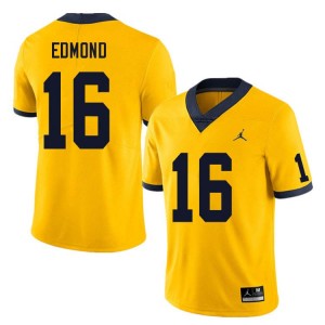 Men Jo'Ziah Edmond Yellow Michigan Wolverines #16 College Football Player Jerseys 307348-679