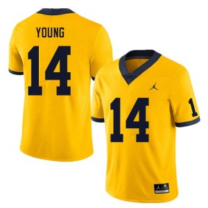 Mens Jordan Young Yellow Michigan Wolverines #14 College Football Limited Jerseys 100820-602
