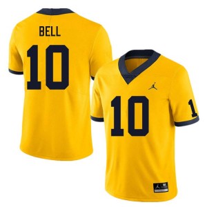 Men's Kendrick Bell Yellow Michigan Wolverines #10 College Football Embroidery Jersey 345905-352