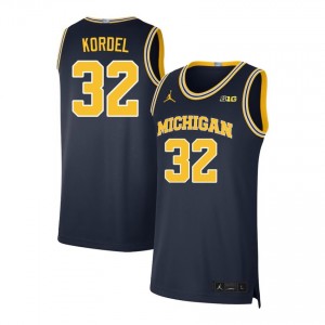 Mens Malick Kordel Navy Michigan Wolverines #32 College Basketball Stitched Jersey 562140-770
