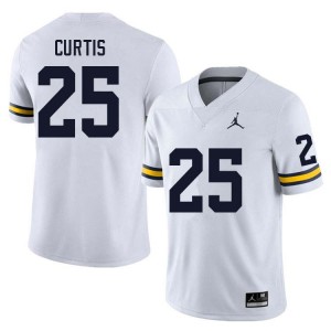 Mens Mason Curtis White Michigan Wolverines #25 College Football University Jersey 396645-660
