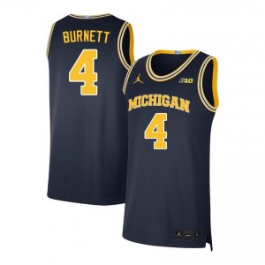 Mens Nimari Burnett Navy Michigan Wolverines #4 College Basketball Stitched Jerseys 134447-602