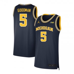 Mens Oscar Goodman Navy Michigan Wolverines #5 College Basketball Player Jersey 973942-765