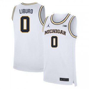 Mens Ricky Liburd White Michigan Wolverines #0 College Basketball Player Jersey 115804-257