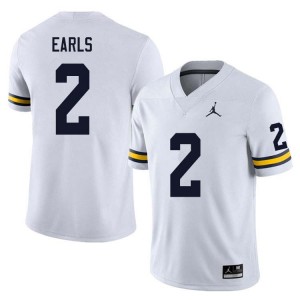 Men's Shamari Earls White Michigan Wolverines #2 College Football Replica Jerseys 997891-417