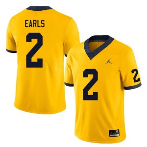 Mens Shamari Earls Yellow Michigan Wolverines #2 College Football NCAA Jerseys 135434-672