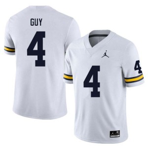 Men TJ Guy White Michigan Wolverines #4 College Football 2025-26 Jersey 771939-437