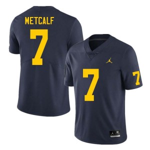 Mens TJ Metcalf Navy Michigan Wolverines #7 College Football Alumni Jerseys 630094-154