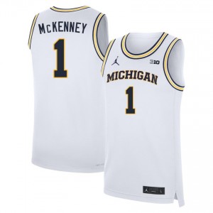 Men's Trey McKenney White Michigan Wolverines #1 College Basketball Replica Jerseys 169400-983