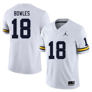 Men Troy Bowles White Michigan Wolverines #18 College Football University Jersey 695161-324