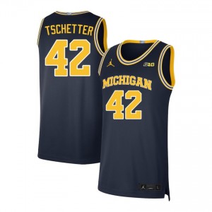 Mens Will Tschetter Navy Michigan Wolverines #42 College Basketball NCAA Jersey 397573-645