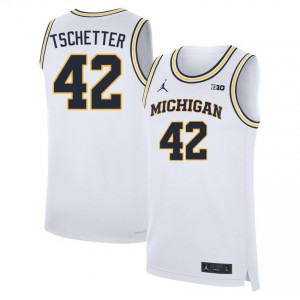 Men's Will Tschetter White Michigan Wolverines #42 College Basketball Stitched Jerseys 573292-164