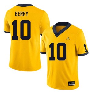 Men Zeke Berry Yellow Michigan Wolverines #10 College Football University Jersey 876397-179