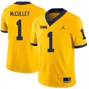 Men's Donaven McCulley Yellow Michigan Wolverines #1 College Football Limited Jerseys 294075-872