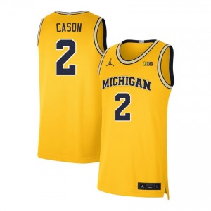 Men L.J. Cason Maize Michigan Wolverines #2 College Basketball Game Jersey 224696-354