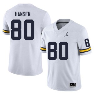 Mens Hogan Hansen White Michigan Wolverines #80 College Football Player Jerseys 286300-761